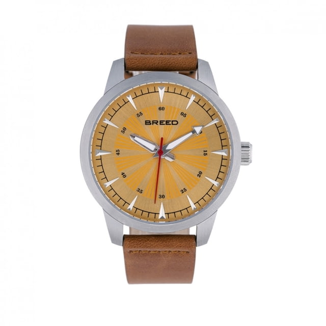 Breed Renegade Leather Band Watches - Men's Orange/Brown One Size