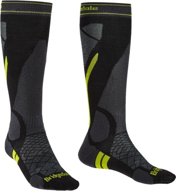 Bridgedale Ski Lightweight Socks - Men's Black/Lime Large