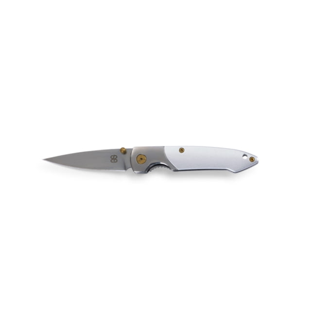 Brighten Blades Gold Not So Heavy Metal Knife w/Case 2.5in 8Cr13MoV Stainless Steel Drop Point Gray