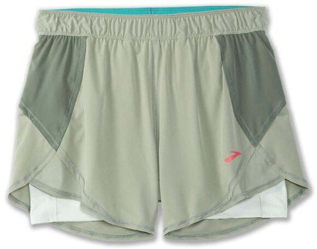 Brooks Chaser 5in 2-in-1 Short - Women's Pebble/Dark Pebble/Cool Mint XS