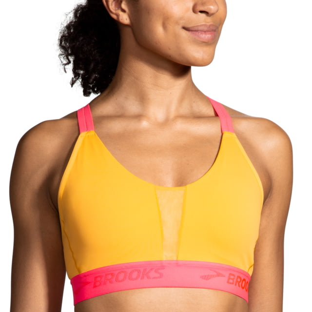 Brooks Drive Plunge Run Bra 2.0 - Women's Sun Glow/Hyper Pink Small