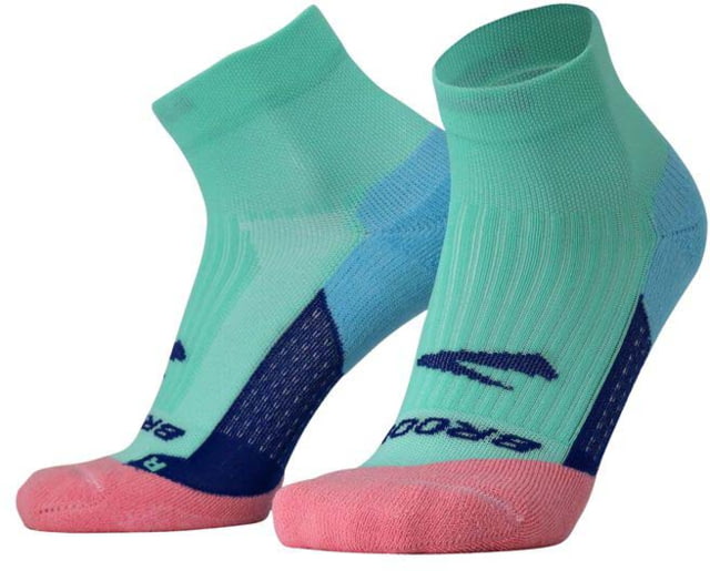 Brooks Ghost Quarter Sock Salt Air/Pink L