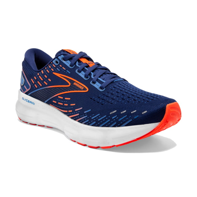 Brooks Glycerin 20 Running Shoes – Men’s Medium Blue Depths/Palace Blue/Orange 12.5