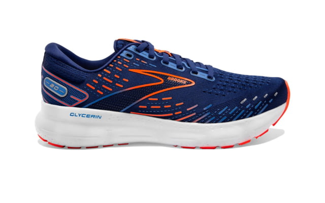 Brooks Glycerin 20 Running Shoes - Men's Wide Blue Depths/Palace Blue/Orange 9.5