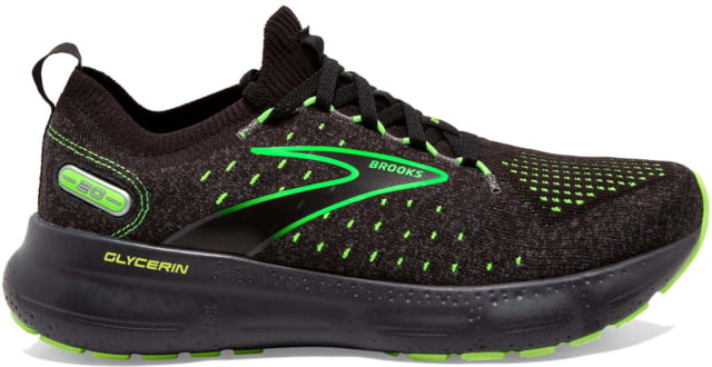 Brooks Glycerin StealthFit 20 Running Shoes - Men's Black/Pearl/Green Gecko 12.5