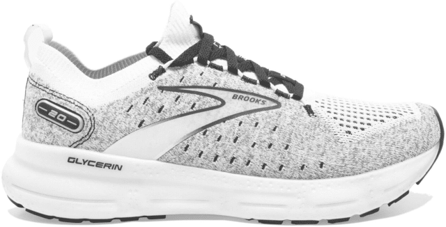 Brooks Glycerin StealthFit 20 Running Shoes - Men's White/Grey/Black 10.0