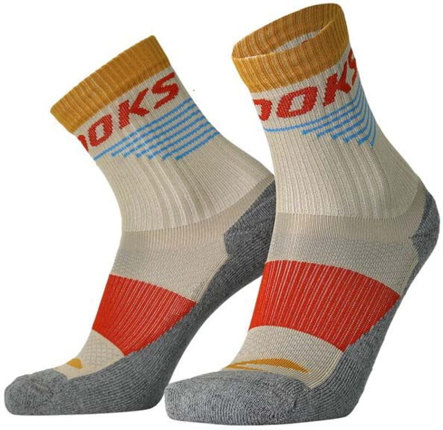 Brooks High Point Crew Sock Oatmeal/Red Clay S