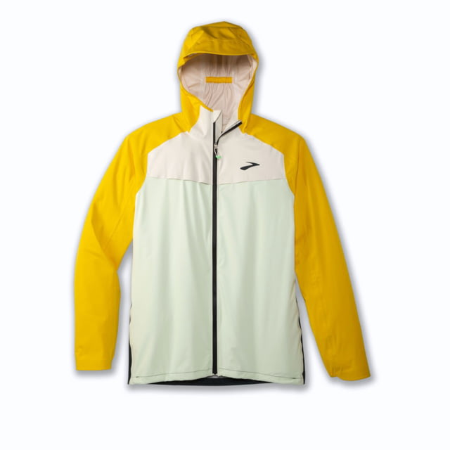 Brooks High Point Waterproof Jacket - Men's Glacier Green/Ecru/Lemon Large