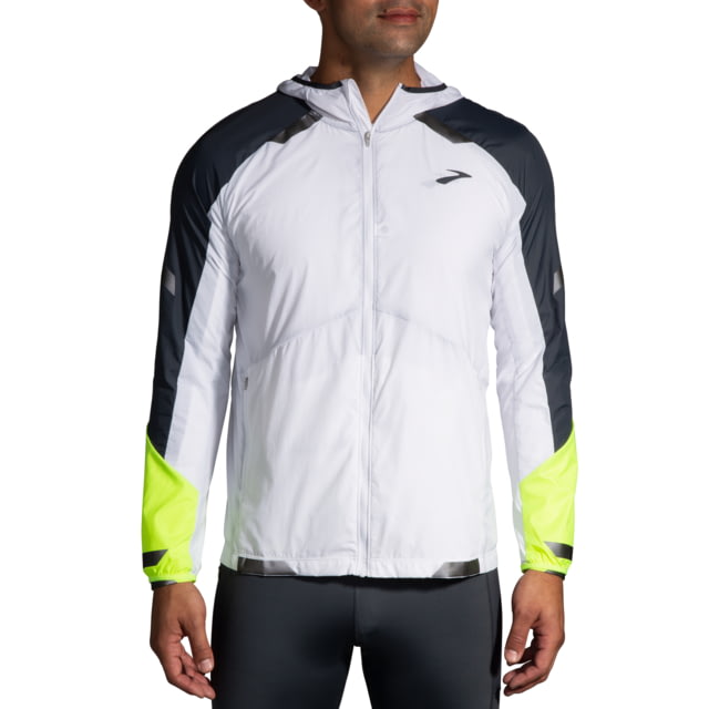 Brooks Run Visible Convertible Jacket - Men's White/Asphalt/Nightlife XL