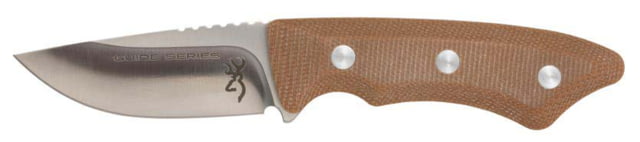 Browning Small Guide Series Fixed Blade Knife 3in Sandvik 14C28N Drop Point Blade Brown Micarta Hanlde
