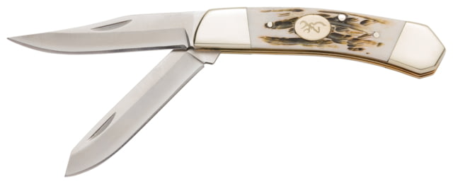 Browning Bone Bluff Folder 2 5/8in Knife Drop Point 12C27 Stainless Steel Blade Jugged Bone Handle