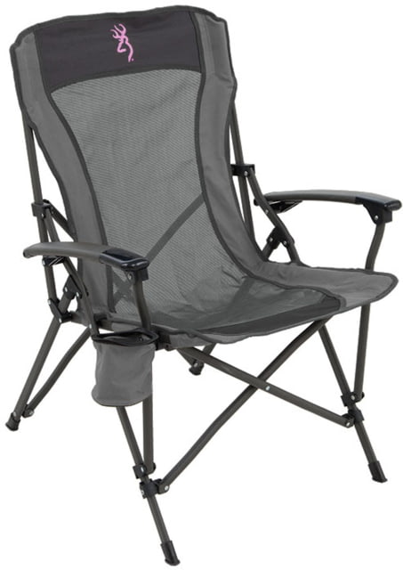 Browning Camping Fireside Chair w/Pink Buckmark Charcoal/Gray