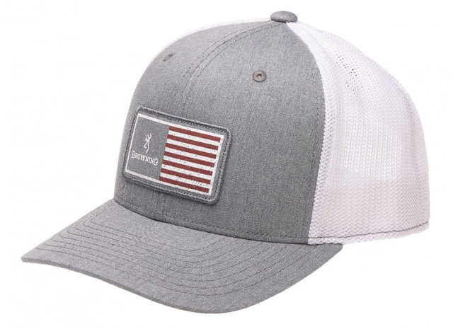 Browning Men's Cap Mustang Back Rec Flag Patch Gray