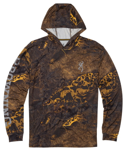 Browning Hooded Long Sleeve Sun Shirt - Mens RTW3 Gold Large