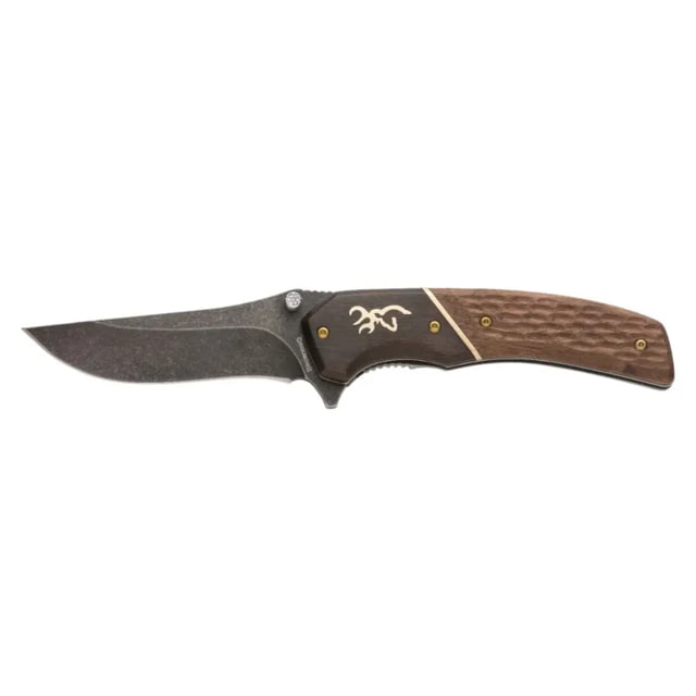 Browning Browning Hunter Folding Knife - Box 3.5in 440-C Straight Back Wood Handle N