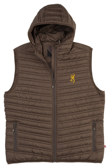 Browning Packable Puffer Hooded Vest - Mens Major Brown Small