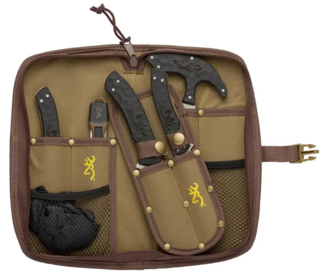 Browning Browning Primal Combo 6PC Fixed Blade Knife - Box 3.75in Stainless Steel Caper/Guthook/Skinner Polymer/Rubber Handle Tan