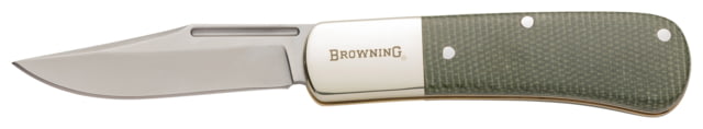 Browning Steambank 2.5in Folding Knife Clip Point 12C27 Stainless Steel Blade Resin Laminated Canvas Handle