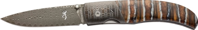 Browning Storm Front Damascus Folding Knife3.0625in Steel BladeMammoth Tooth Handle