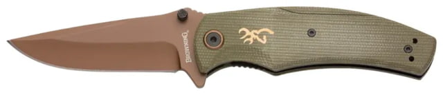 Browning Trailside Folding Knife 3.5in D2 High Carbon Steel Drop Point Laminate Handle N