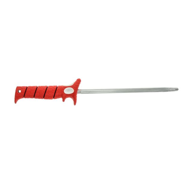 Bubba Blade 10in Sharpening Steel Carbon Stainless Steel Red Handle