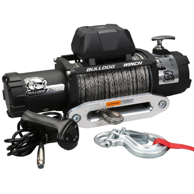 Bulldog Winch 12000lb Winch with 6.0HP Series Wound 100ft Synthetic Rope Aluminum Fairlead