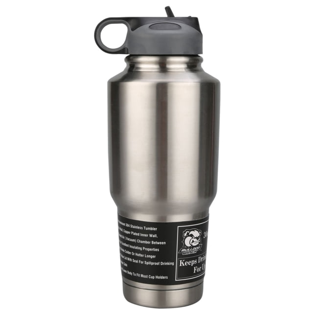 Bulldog Winch 30oz 304 Stainless Steel Tumbler Double Wall with Screw-On Flip-Up Straw Lid Clean