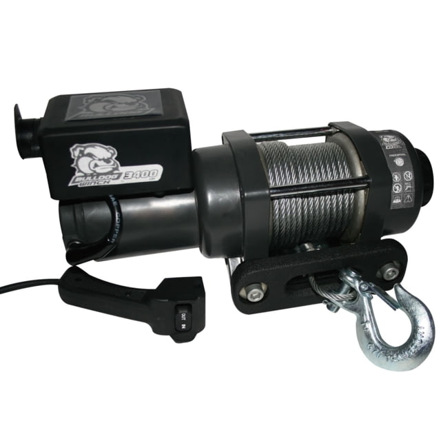 Bulldog Winch 3400lb Trailer/Utility Winch 45ft Wire Rope Roller Fairlead Mnt Plate