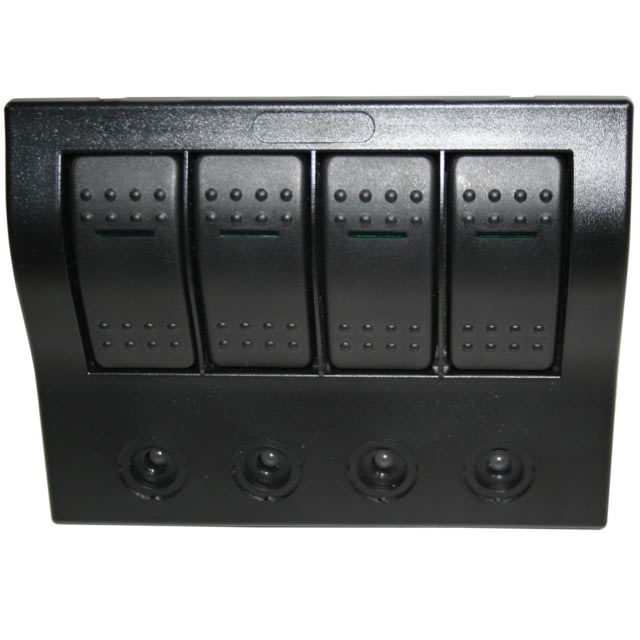 Bulldog Winch 4-Switch Panel w/ Lighted Breakers Black