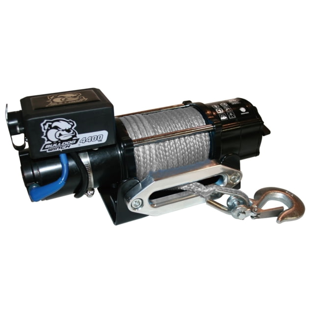 Bulldog Winch 4400lb Trailer/Utility Winch 50ft Synth Rope Roller Fairlead Mnt Plate