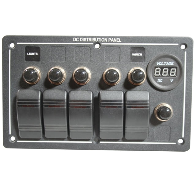 Bulldog Winch 5-Switch Panel with Breakers And Voltmeter