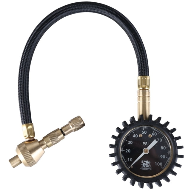 Bulldog Winch Deflator with 0-100PSI Analog Pressure Gauge Black