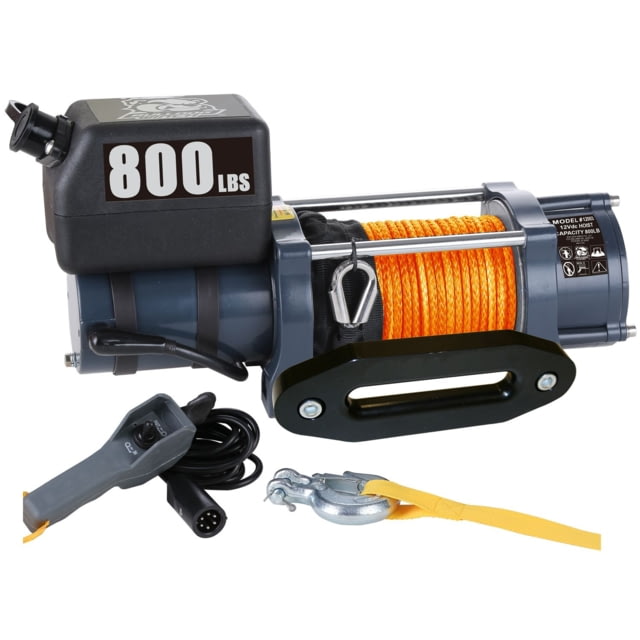Bulldog Winch Hoist 800 lb 12vDC Synthetic Rope Black
