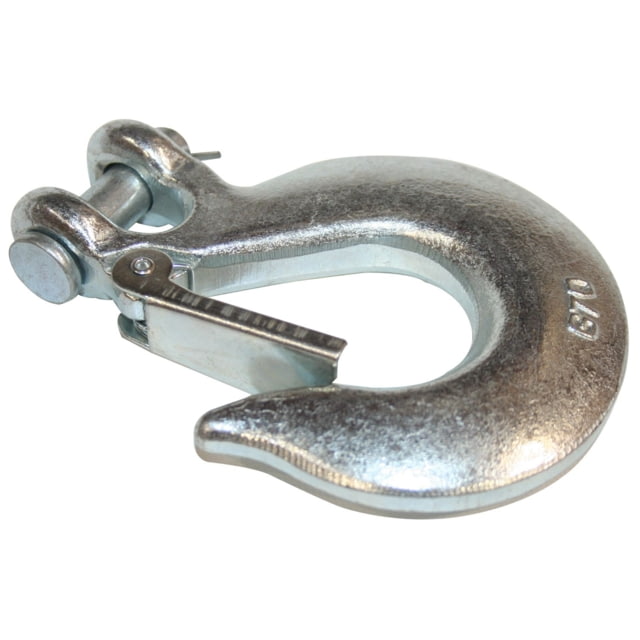 Bulldog Winch Hook 7/16in w/ Clasp G70 Alloy Steel Zinc Plated Silver