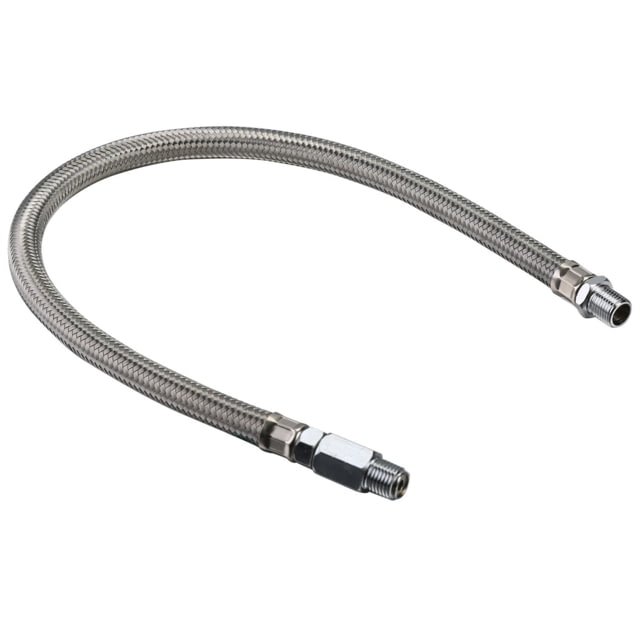 Bulldog Winch Leader Hose with Check Valve 1/4in x 20in Stainless Braided Silver