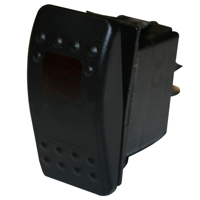 Bulldog Winch Rocker Switch - Momentary ON/OFF Lighted Red 3-Pin Black