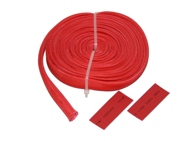 Bulldog Winch Wire Sheathing High Heat Fiberglass 10mm x 25ft 3/8in Red