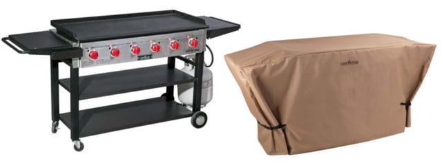 Camp Chef Flat Top Grill 900 Black with Tan Patio Cover PC900XL