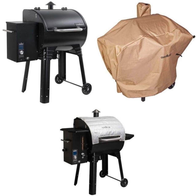 Camp Chef Smokepro Xt Pellet Grill Black with Tan Patio Cover PCPG24L and Blanket for 24in Pellet Grills Grey PG24BLKL