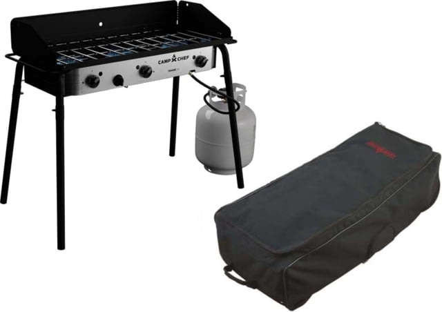 Camp Chef Tahoe Stove Silver with Black Top-loading Roller Bag Black RCB90