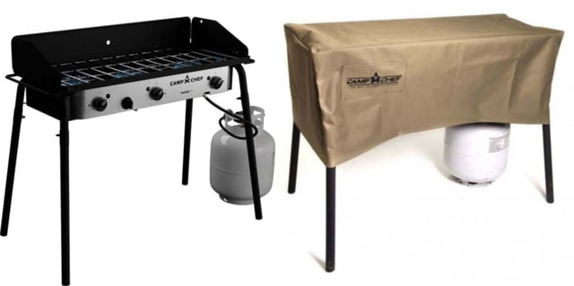 Camp Chef Tahoe Stove Silver with Tan Patio Cover PC42