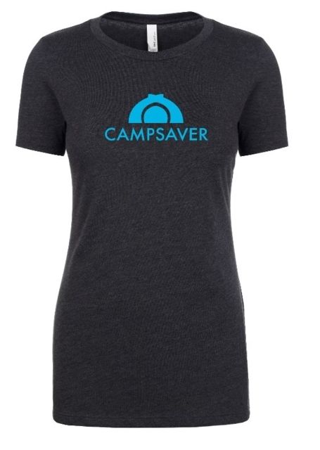CampSaver Logo T-Shirt - Women's Charcoal Heather/Teal Logo Small CVC