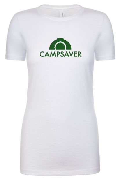 CampSaver Logo T-Shirt - Women's White/Forest Green Logo Medium CVC