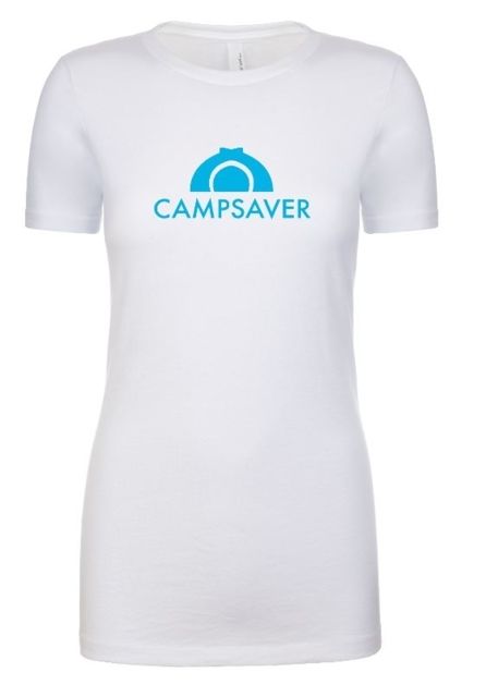 CampSaver Logo T-Shirt - Women's White/Teal Logo Small CVC