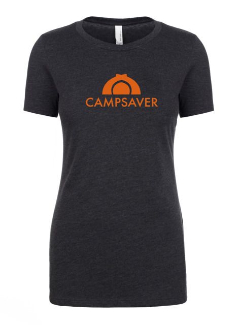 CampSaver Logo T-Shirt - Women's Charcoal Heather/Orange Logo Small