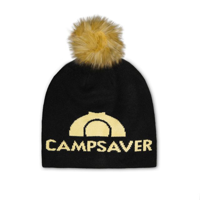 CampSaver Fur Pom Beanie Black/Tan One Size
