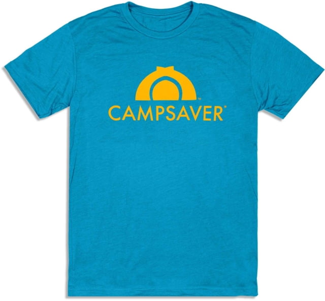 CampSaver Logo T-Shirt – Men’s Bondi Blue/Orange Logo Extra Large CS-Logo-Tee-M-BBLU/OR-XL