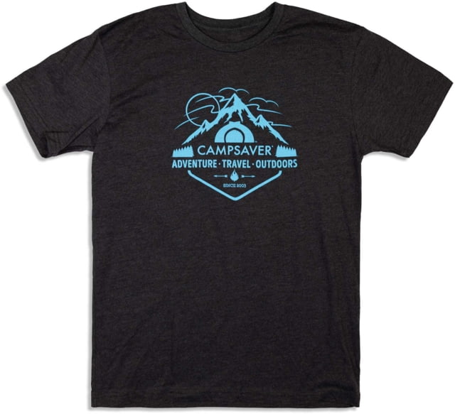 CampSaver Mountain Adventure T-Shirt Charcoal/Teal Logo Small