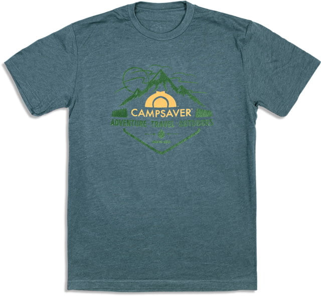 CampSaver Mountain Adventure T-Shirt Indigo/Forest Green/Tan Logo X-Small MTNADV-IND-FG/TANLG-X-Small