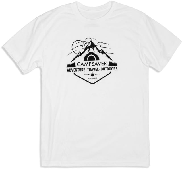 CampSaver Mountain Adventure T-Shirt White/Black/Black Logo Small